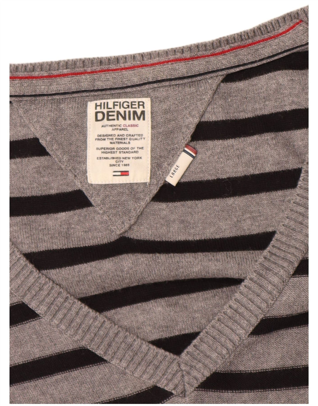 Женское платье-джемпер с рукавом 3/4 TOMMY HILFIGER UK 14, большое серое в полоску