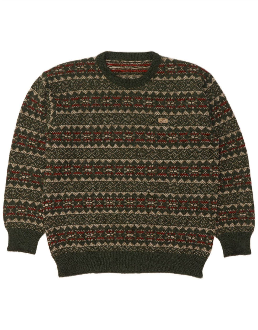Мужской джемпер с круглым вырезом Silvy IT 52, большой зеленый Fair Isle