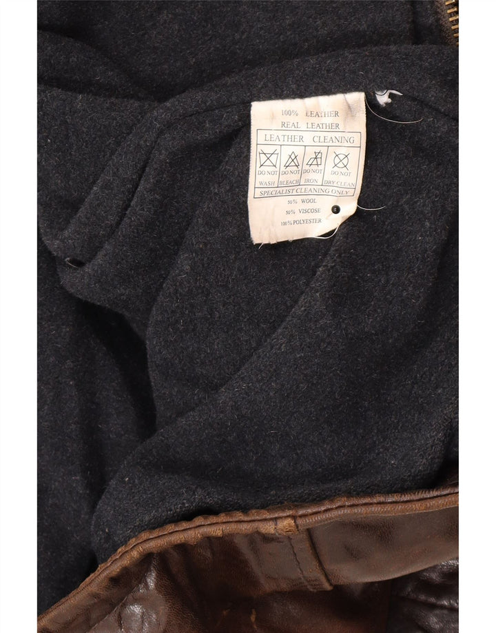 Винтажная мужская кожаная куртка IT 54 2XL Коричневая кожаная