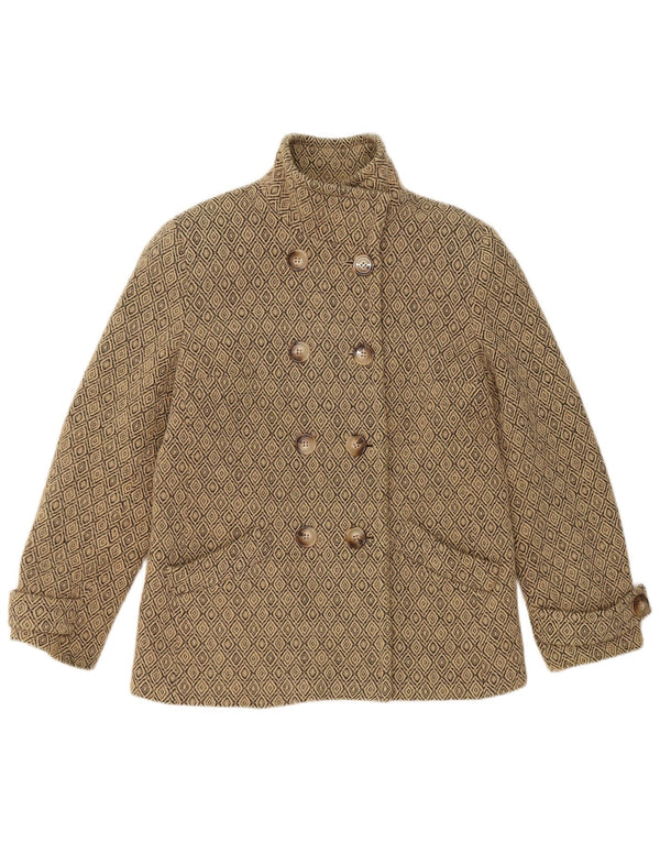 Винтажное женское полупальто UK 12, средний бежевый цвет Argyle/Diamond New Wool