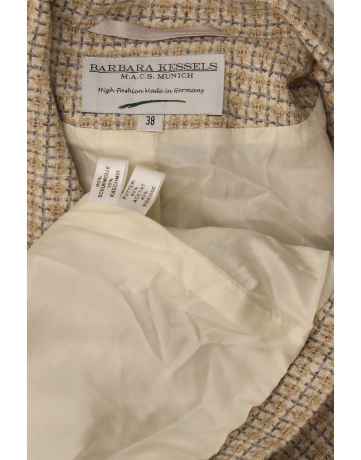 Женский пиджак на 4 пуговицах Barbara Kessels, цвет ЕС 38, средний, бежевый, шерстяной в клетку