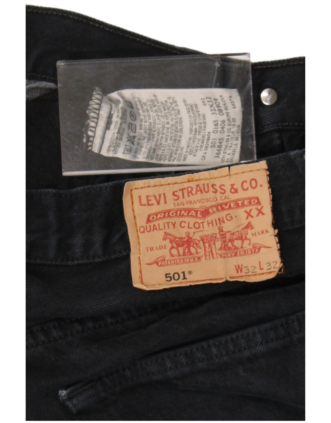 Мужские прямые джинсы LEVI'S 501 W32 L32 Темно-синие, хлопок
