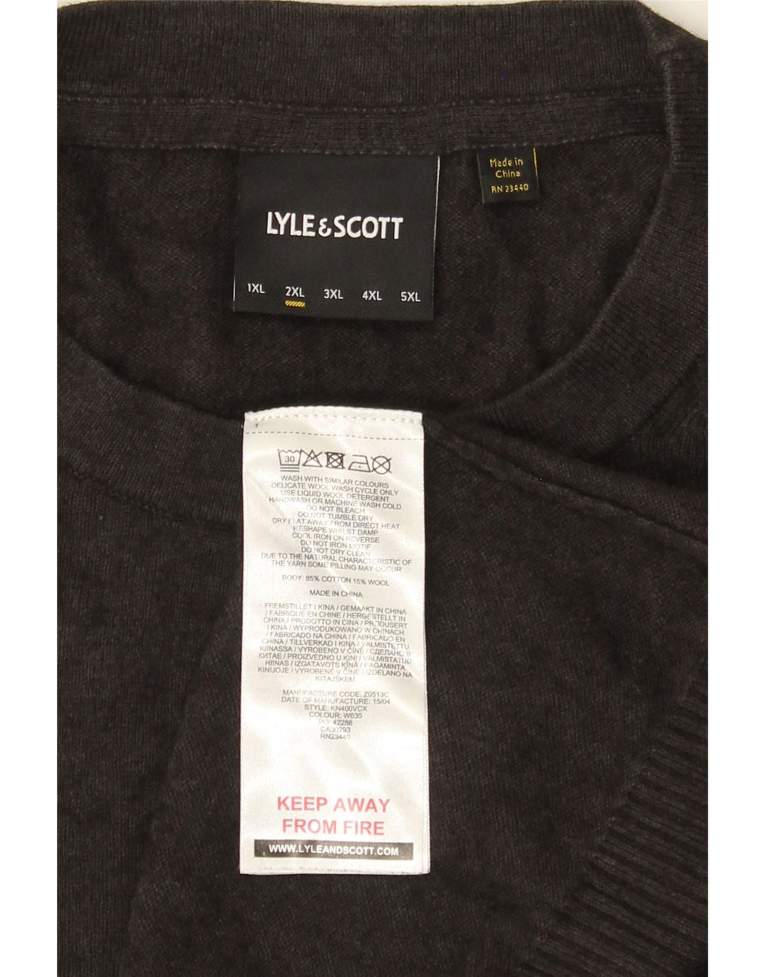 Мужской джемпер с круглым вырезом Lyle & Scott 2XL, серый хлопок