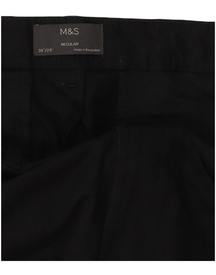 Мужские брюки-чиносы Marks & Spencer стандартного кроя W38 L29, черный хлопок