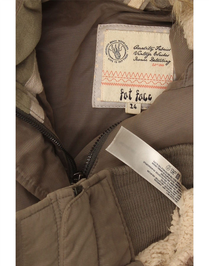 Женская стеганая куртка с капюшоном Fat Face UK 14, средний цвет хаки, полиэстер