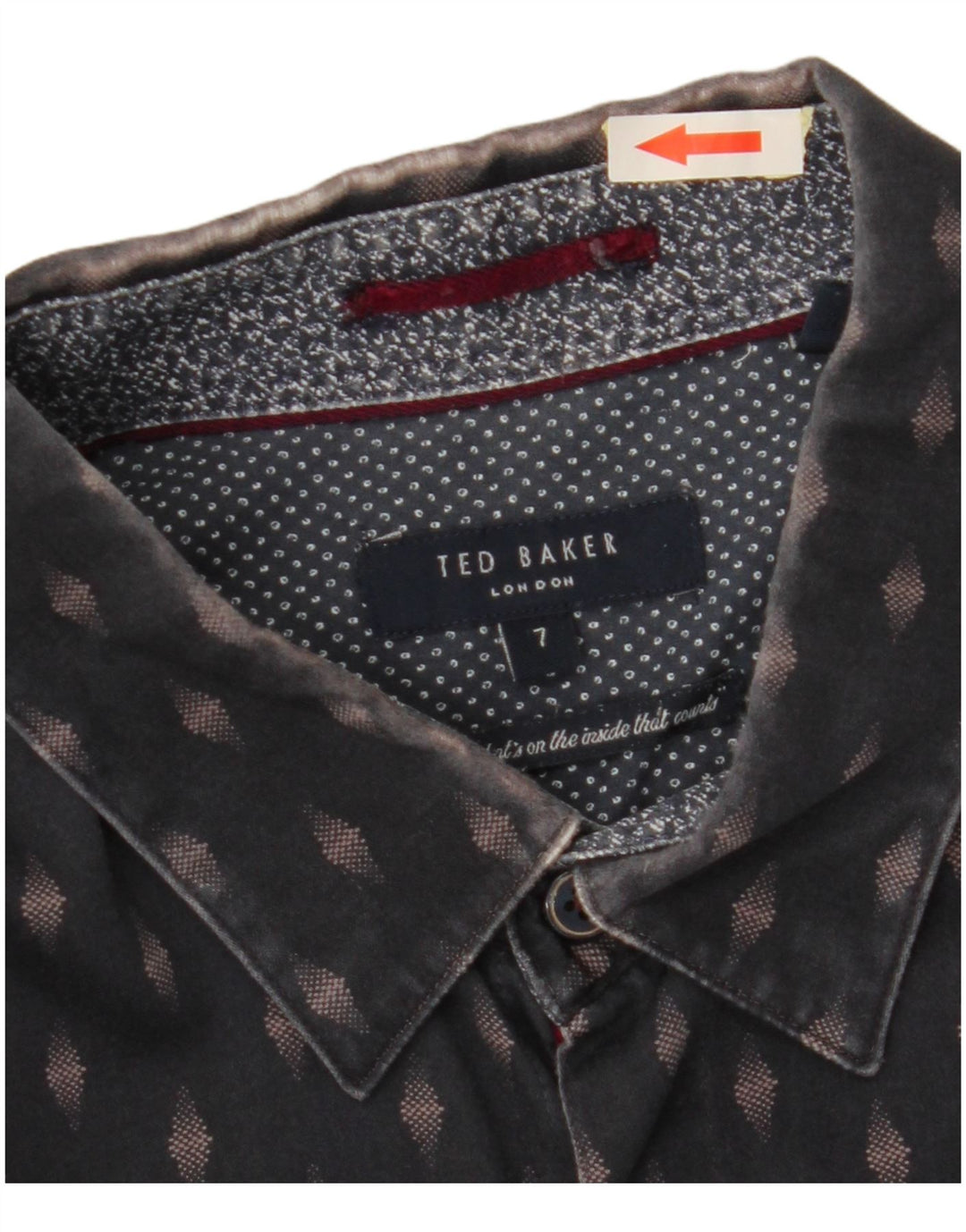 Мужская рубашка TED BAKER, размер 7, 3XL, темно-синяя, хлопок с геометрическим рисунком