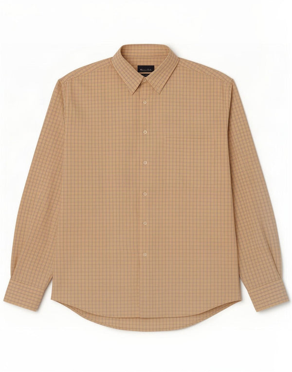 Мужская рубашка Massimo Dutti, размер 42, большой желтый клетчатый хлопок, хлопок