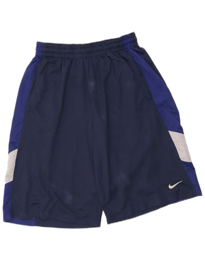 Мужские спортивные шорты Nike Dri Fit, большие темно-синие, полиэстер с цветными блоками