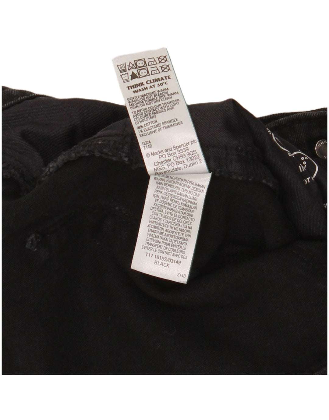 Мужские узкие джинсы Marks & Spencer W34 L31, черный хлопок