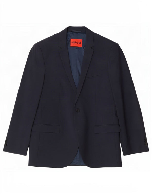 Мужской пиджак Hugo Boss с 2 пуговицами UK 54 2XL Темно-синий из натуральной шерсти