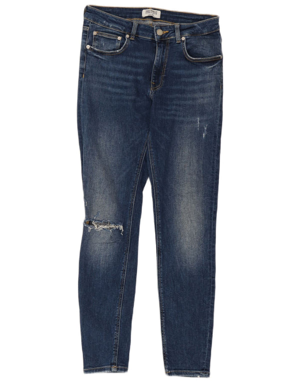 Женские потертые джинсы скинни Zara EU 38, маленькие W28 L27, синие