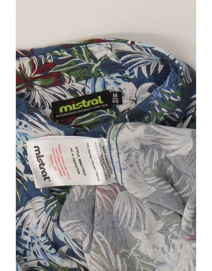 Рубашка мужская с коротким рукавом Mistral IT 48 Medium Blue Floral Viscose