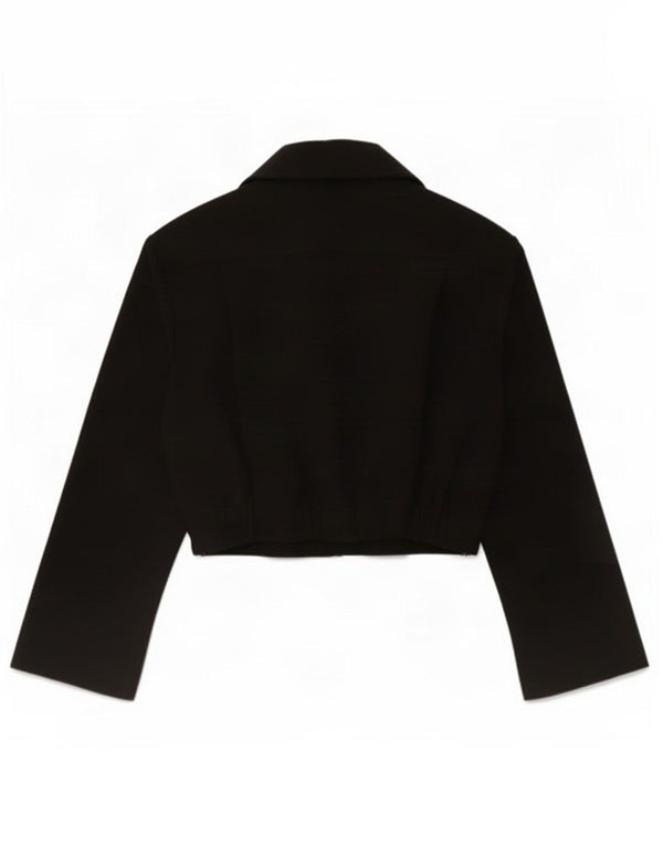 Zara Женская укороченная блузка-рубашка с рукавом 3/4 UK 6 XS Черный полиэстер