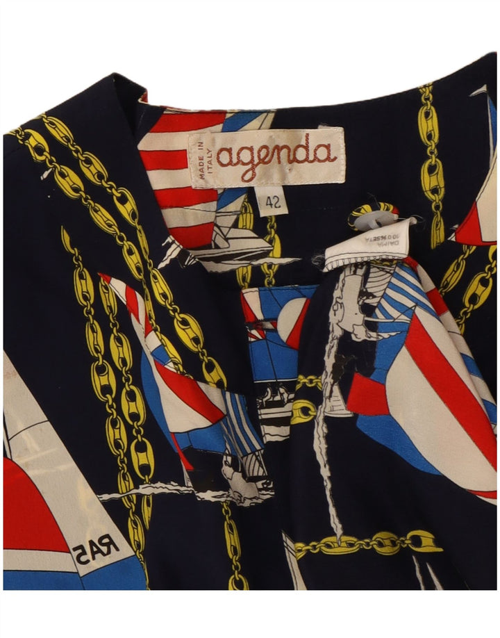 AGENDA Женский бомбер с абстрактным узором IT 42 Средний Темно-Синий Шелк