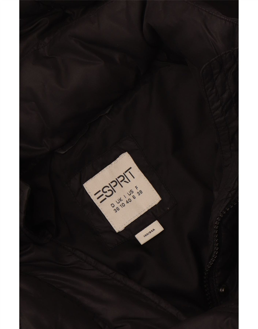 Женская стеганая куртка с капюшоном ESPRIT UK 10, маленькая, черная
