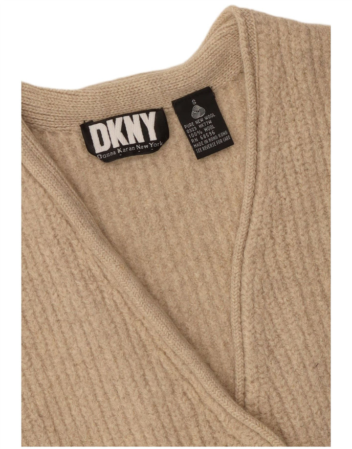 Женский свитер-кардиган оверсайз Dkny UK 10, маленький, бежевый, шерстяной