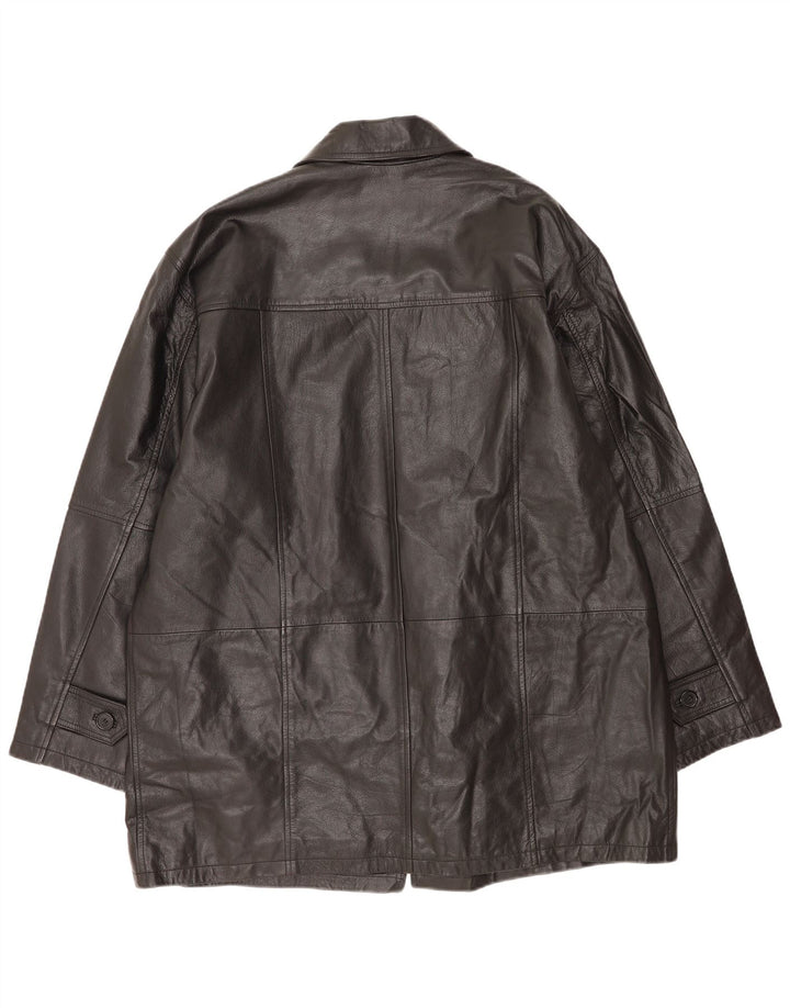 Винтажное мужское кожаное пальто UK 44/46 XL, черное кожаное