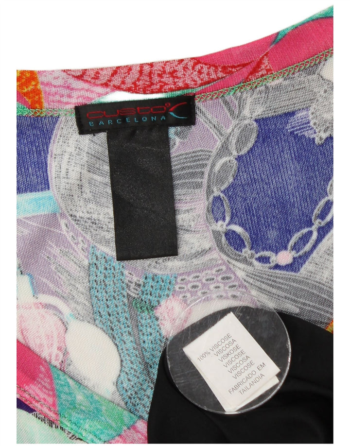 CUSTO BARCELONA Женское платье А-силуэта с абстрактным узором UK 4 XS Фиолетовое