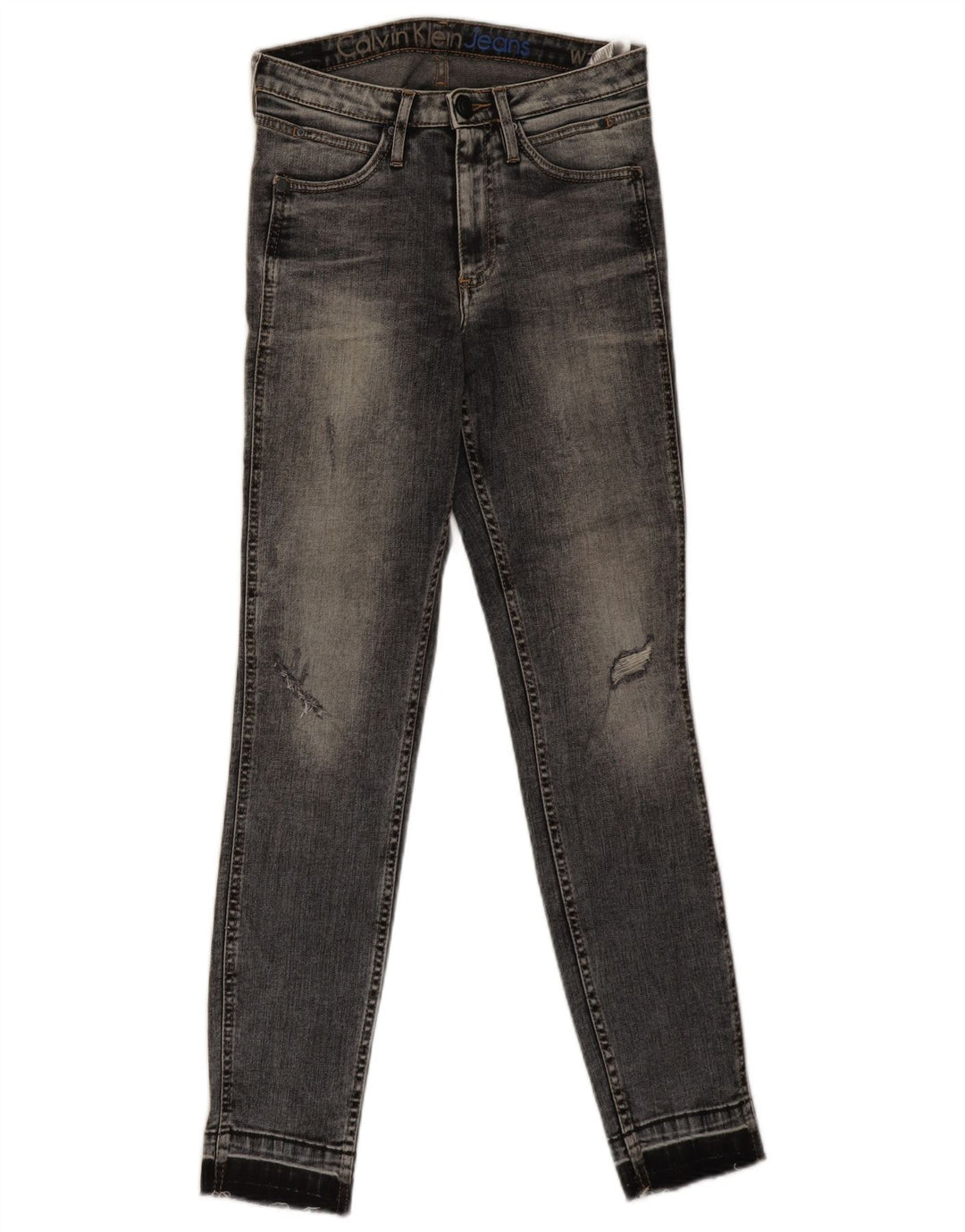 Женские потертые джинсы скинни Calvin Klein W27 L30, синий хлопок