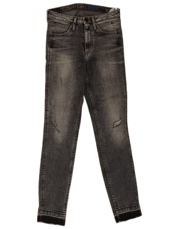 Женские потертые джинсы скинни Calvin Klein W27 L30, синий хлопок