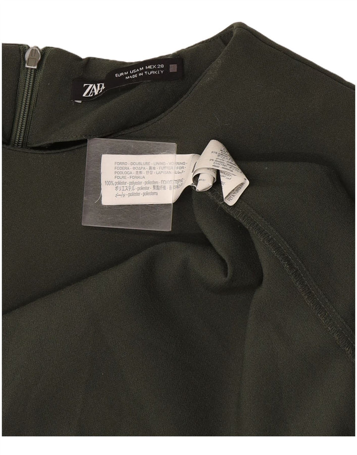 Женское платье-футляр без рукавов Zara UK 12, средний цвет хаки, полиэстер
