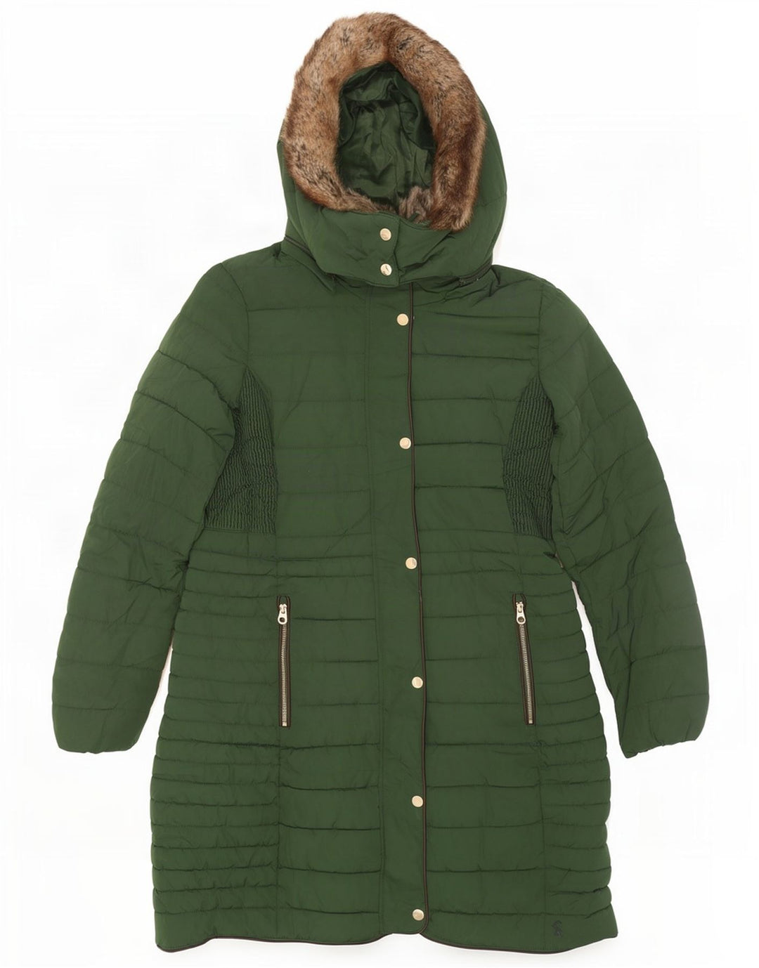 Женское стеганое пальто с капюшоном Joules UK 12, средний зеленый полиэстер