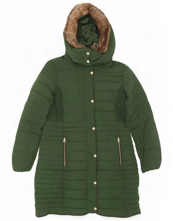 Женское стеганое пальто с капюшоном Joules UK 12, средний зеленый полиэстер