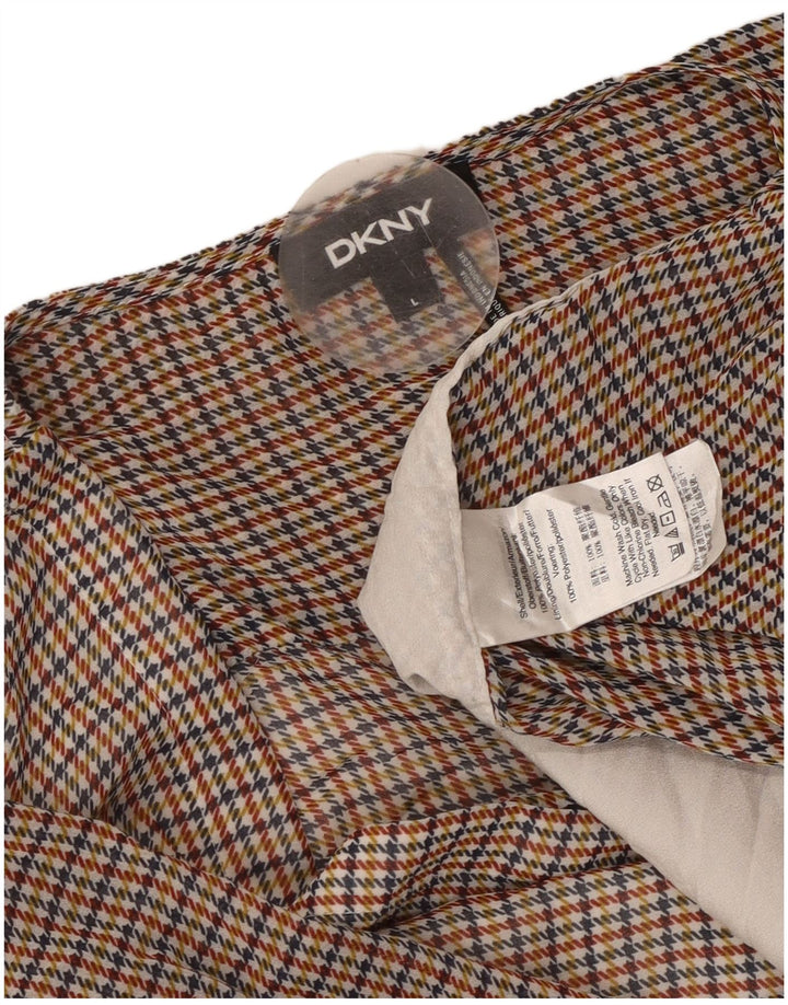 Женская блузка с длинным рукавом DKNY, Великобритания, 16, большой разноцветный узор «гусиные лапки»