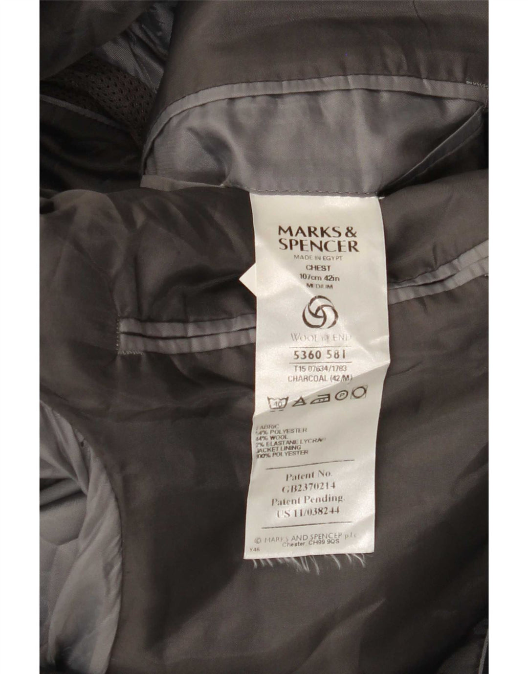 Мужской пиджак с 3 пуговицами Marks & Spencer UK 42, большой серый полиэстер