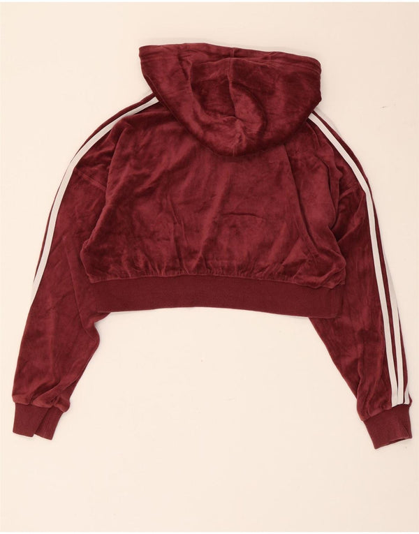 Женский укороченный джемпер с капюшоном Adidas Oversized UK 4 XS, бордовый хлопок