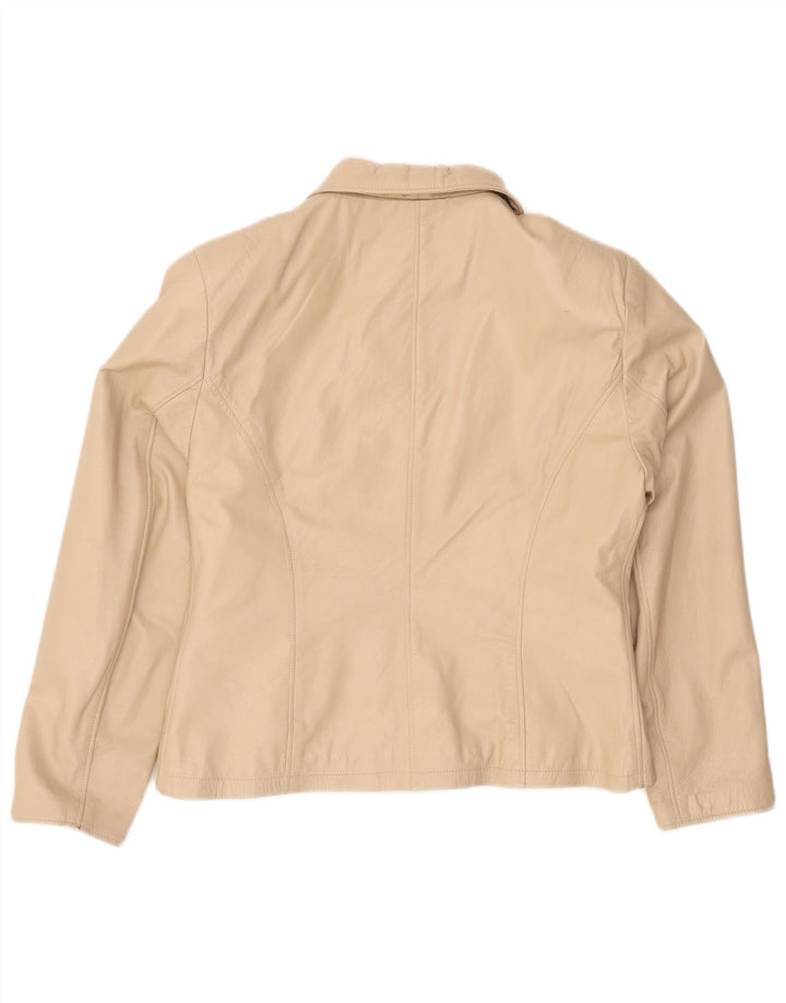 Винтажная женская кожаная куртка UK 18 XL Бежевая кожаная