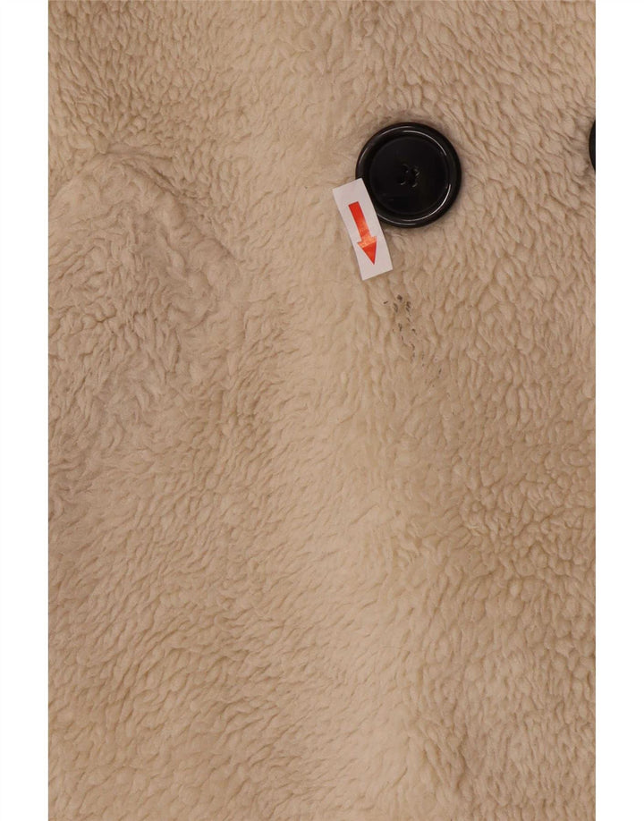 Женское двубортное пальто Teddy Bear Zara UK 14, средний цвет, белый цвет