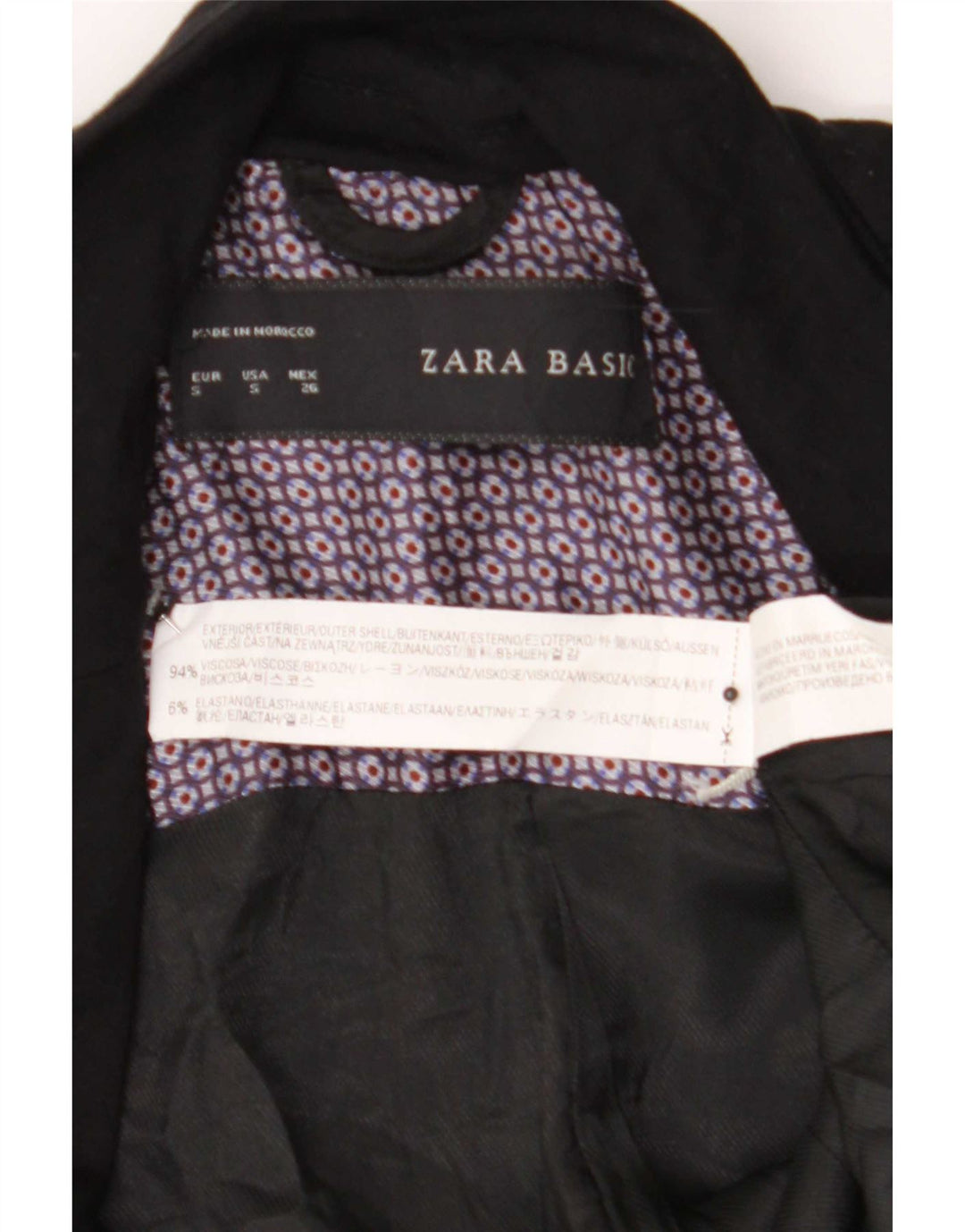 Женский пиджак Zara на 1 пуговице UK 10, маленький черный вискоза