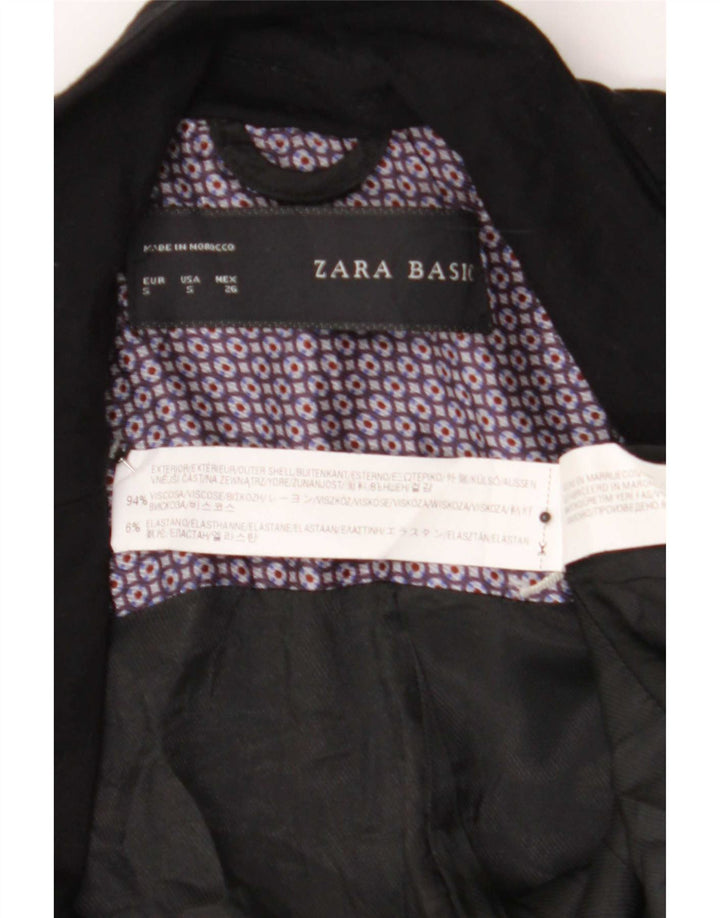 Женский пиджак Zara на 1 пуговице UK 10, маленький черный вискоза