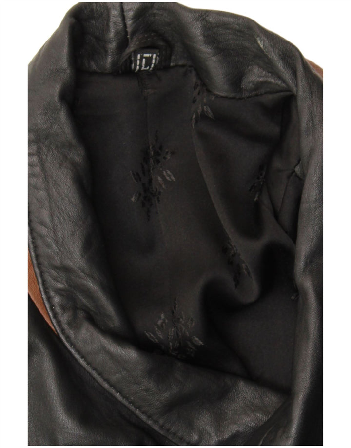 Мужское кожаное пальто VINTAGE UK 40, большое черное с цветными блоками