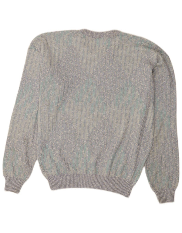 Винтажный женский джемпер с круглым вырезом, британский серый хлопковый свитер в тонкую полоску 18 XL