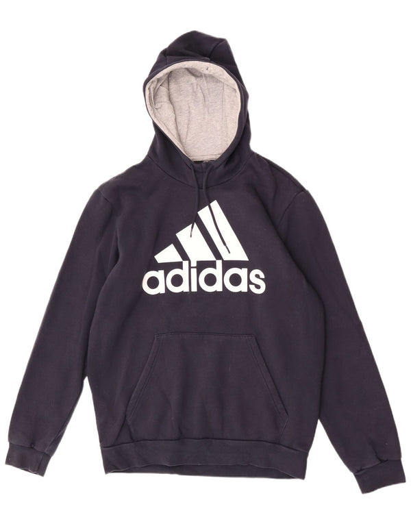 Мужской джемпер с капюшоном Adidas с рисунком, Великобритания, 44/46, большой, темно-синий, хлопок
