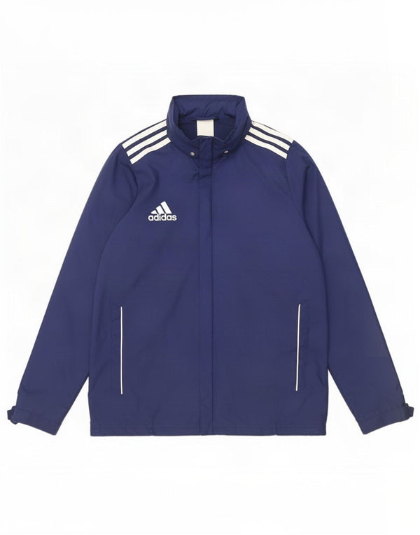 Дождевик с капюшоном Adidas для мальчиков 13–14 лет, темно-синий, нейлон