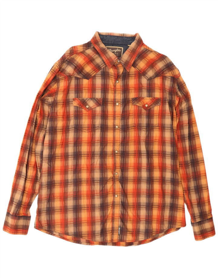 Мужская рубашка в стиле ретро Wrangler 2XL, коричневая клетка, хлопок