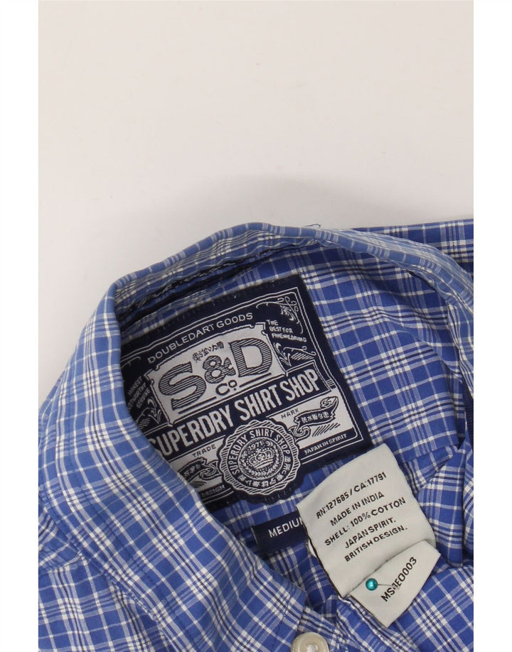 Мужская рубашка Superdry, хлопковая синяя клетка среднего размера