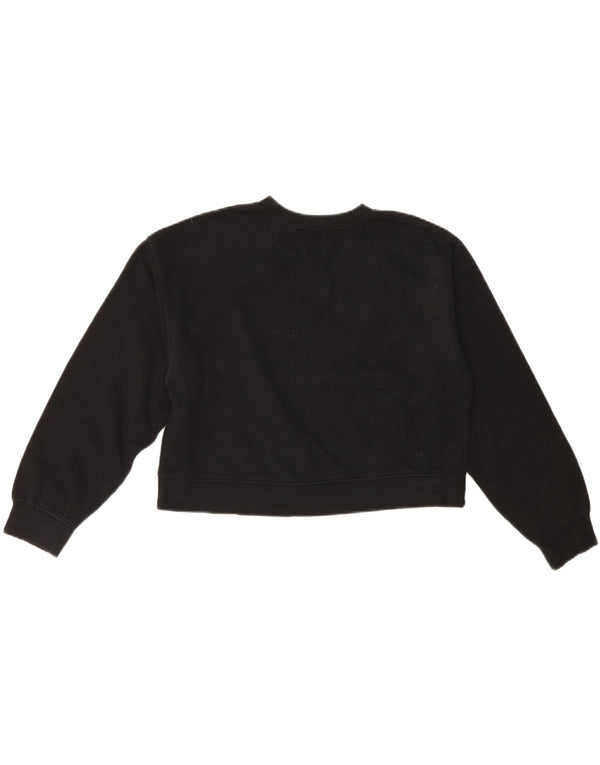Zara Womens Crop Sweatshirt Jumper UK 14 Medium Black Cotton