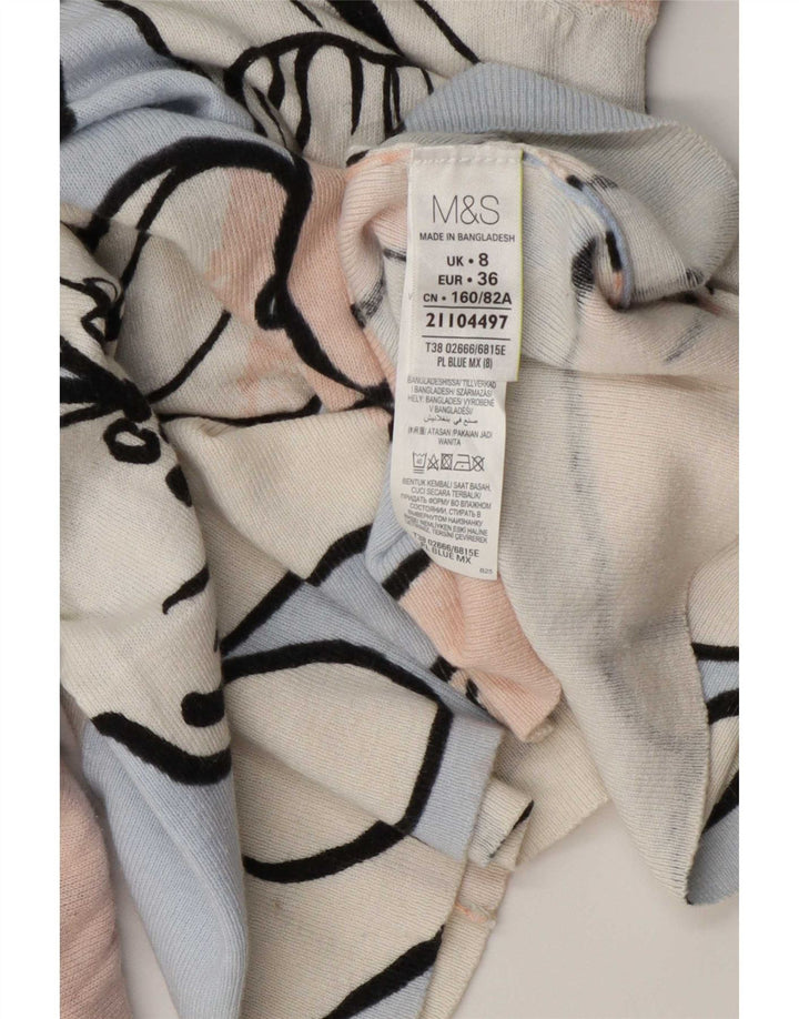 Женская блузка Marks & Spencer Top UK 8, маленькая синяя хлопковая с цветочным принтом