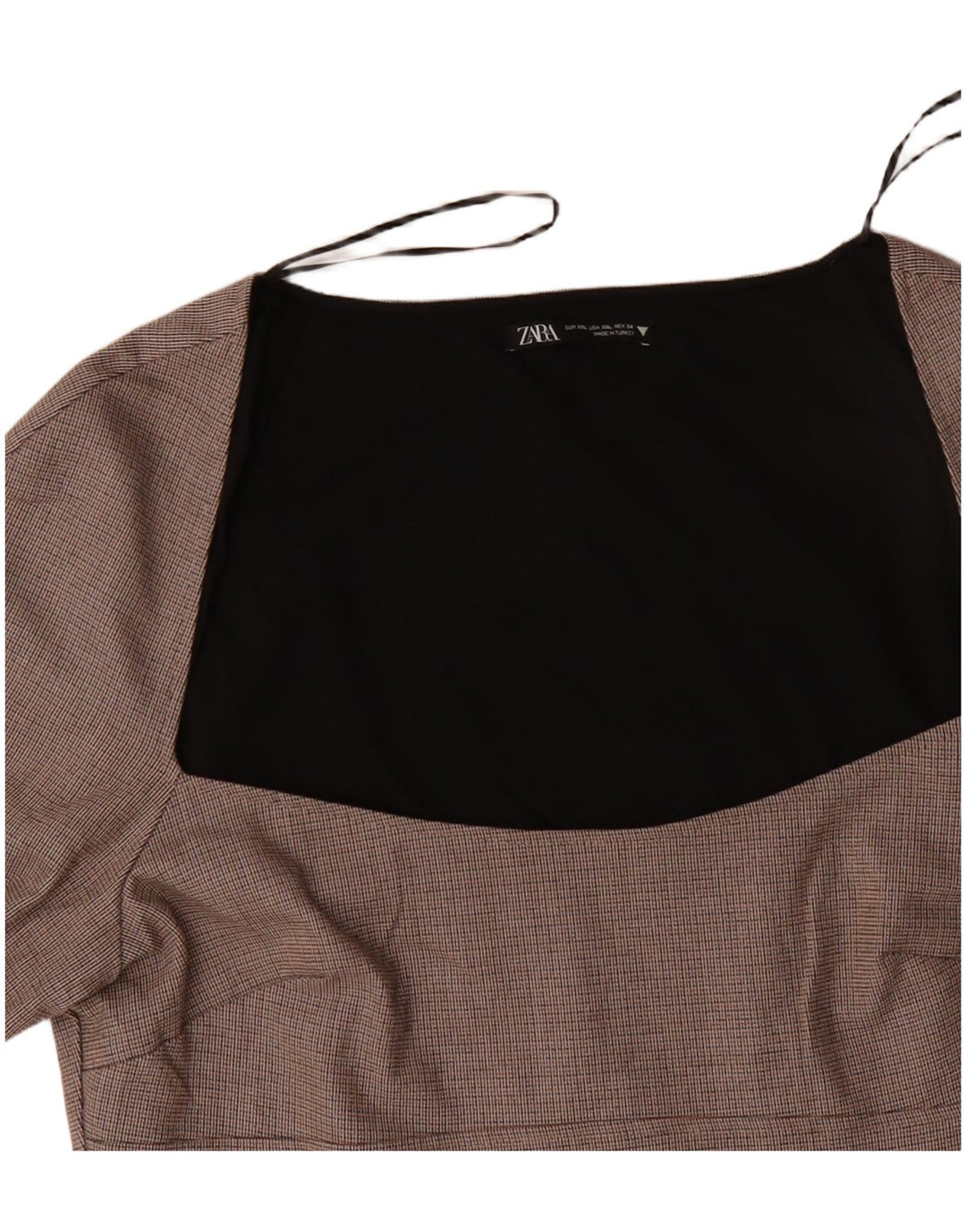 Женское платье-футляр ZARA с длинным рукавом UK 20 2XL, полиэстер в бежевую клетку