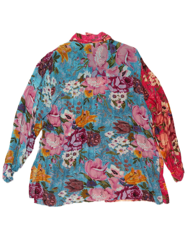 Винтажная женская блузка-рубашка UK 18 XL, разноцветная вискоза с цветочным принтом