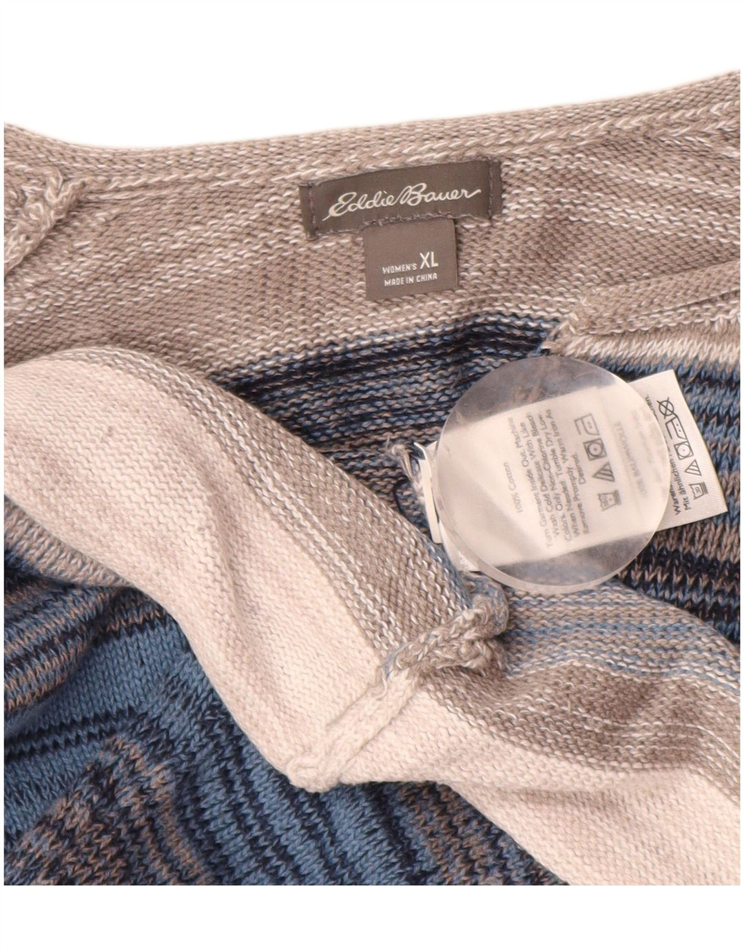 Женский джемпер с v-образным вырезом EDDIE BAUER UK 18 XL в разноцветную полоску