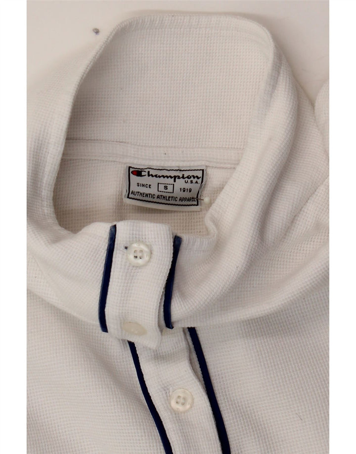 CHAMPION Womens Oversized Button Neck Top Long Sleeve UK 10 Small White Vintage Champion and Second-Hand Champion from Messina Hembry 