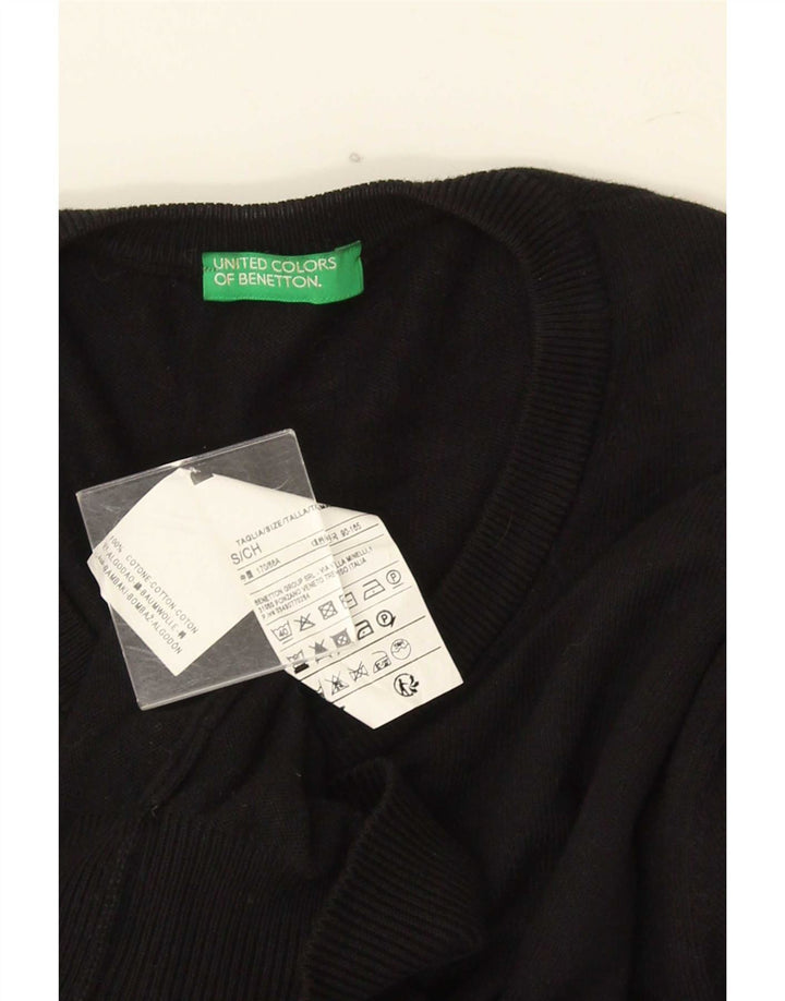 Мужской джемпер с v-образным вырезом Benetton, маленький черный хлопковый свитер