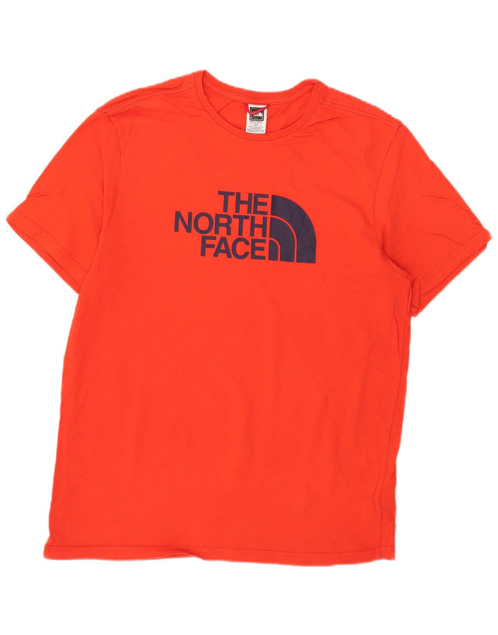 Мужская футболка с рисунком The North Face, хлопковый топ среднего красного цвета