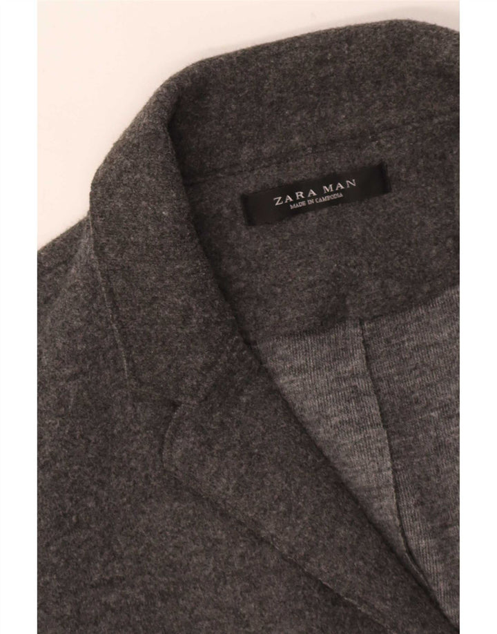 Мужское пальто Zara UK 38 среднего серого цвета