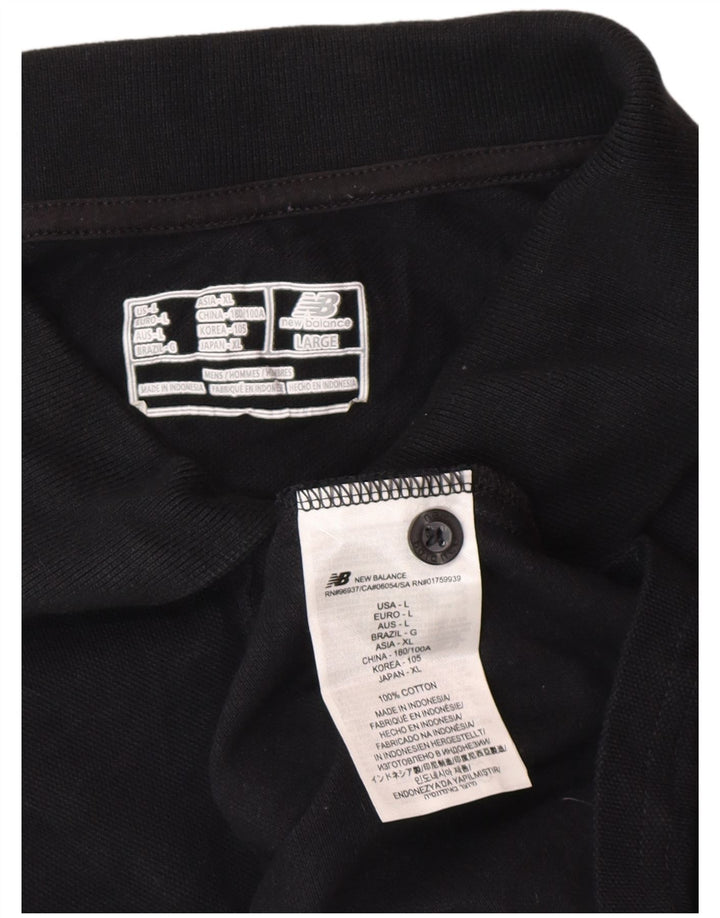 Мужская рубашка поло New Balance, большая черная хлопковая рубашка